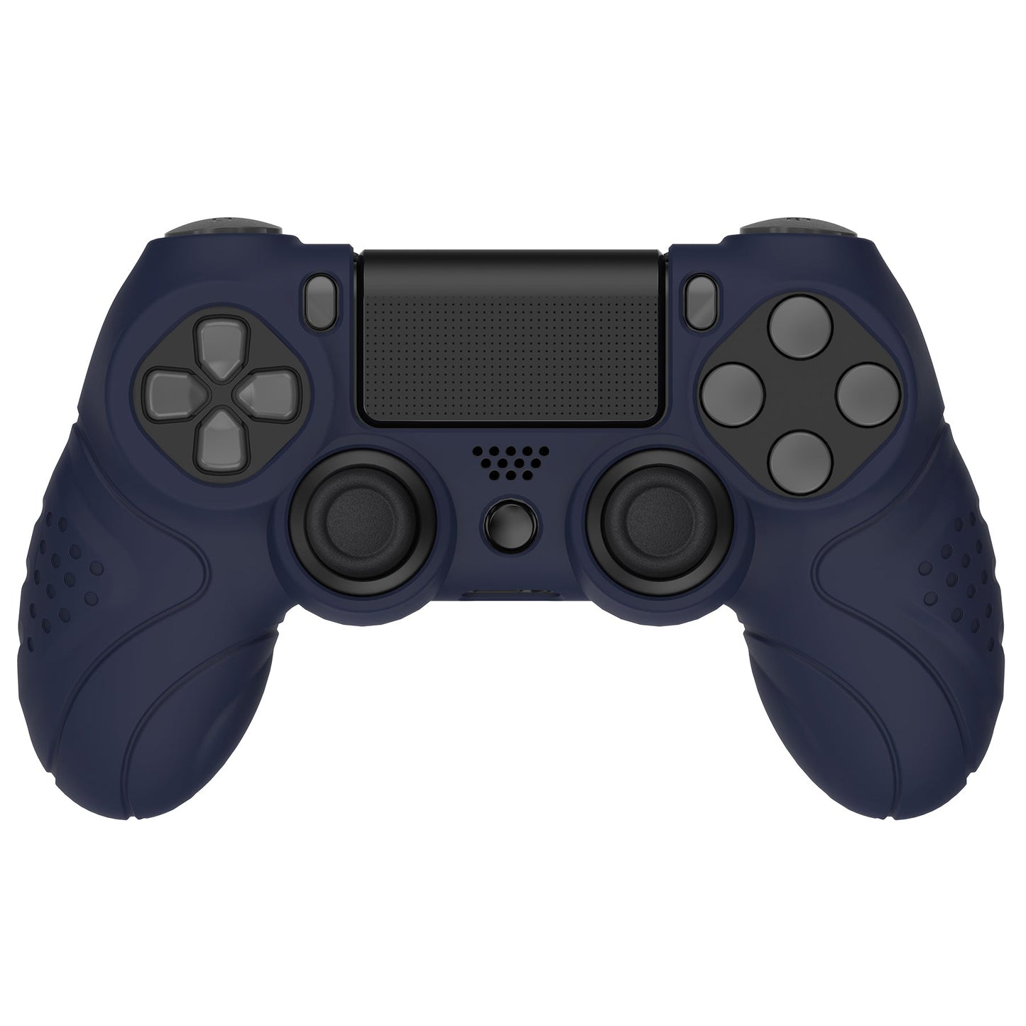 PlayVital Guardian Edition Midnight Blue Ergonomic Soft Anti-Slip Controller Silicone Case Cover for PS4, Rubber Protector Skins with Black Joystick Caps for PS4 Slim PS4 Pro Controller - P4CC0061 playvital