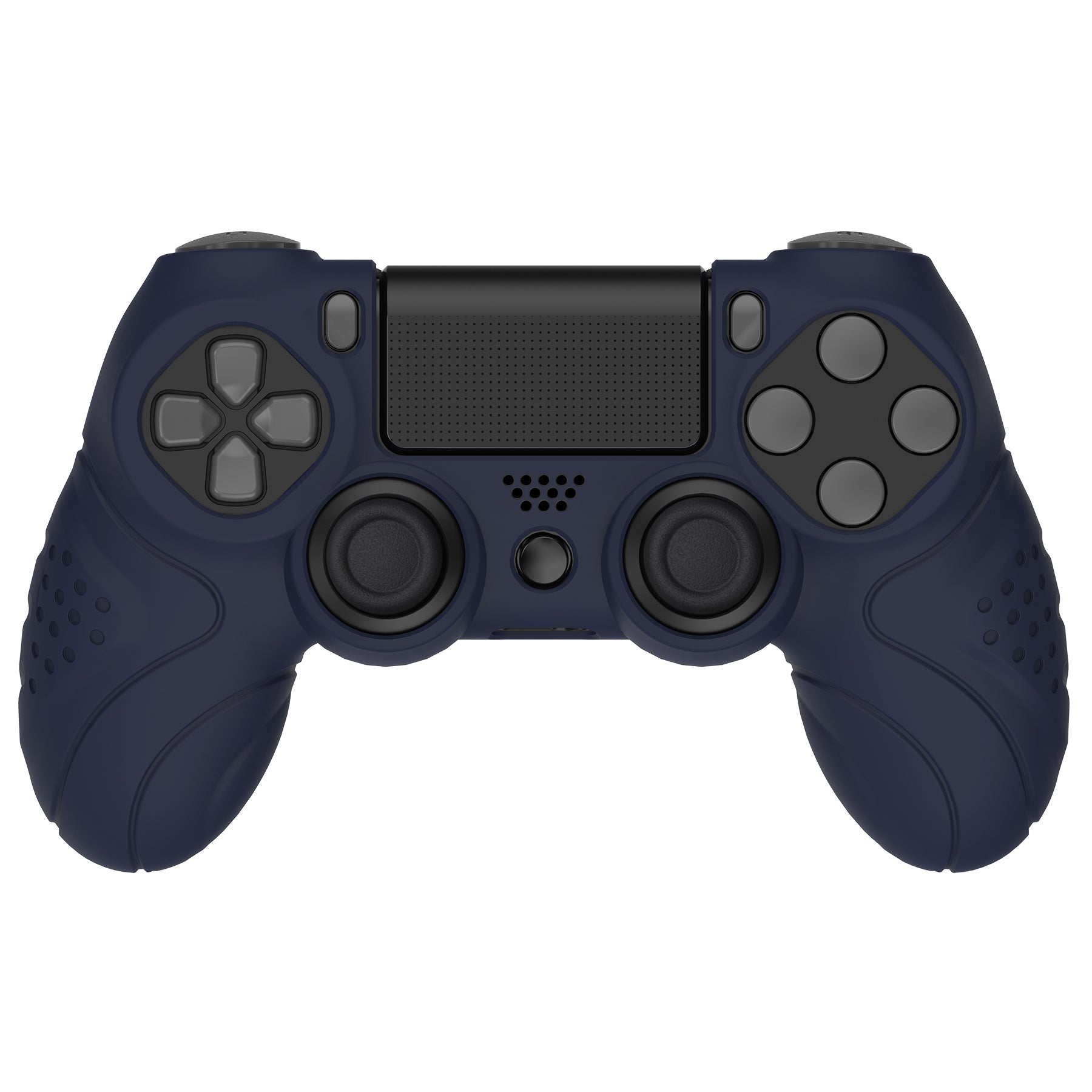 PlayVital Guardian Edition Midnight Blue Ergonomic Soft Anti-Slip Controller Silicone Case Cover for PS4, Rubber Protector Skins with Black Joystick Caps for PS4 Slim PS4 Pro Controller - P4CC0061 playvital