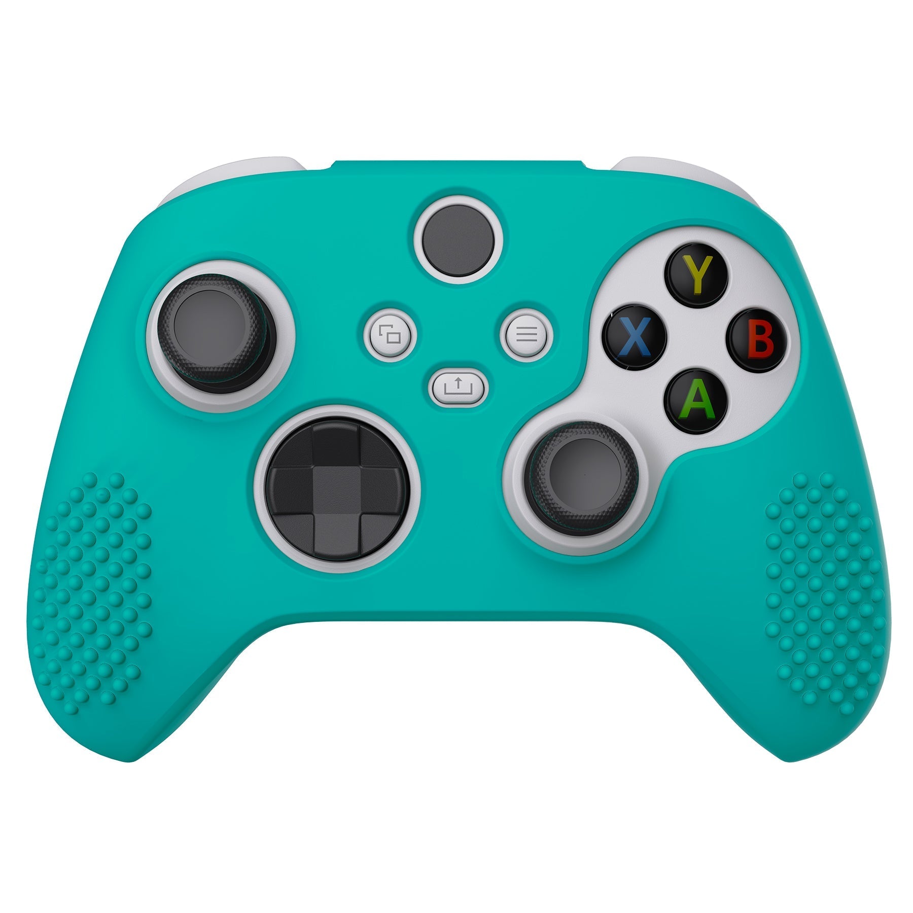 PlayVital Aqua Green 3D Studded Edition Anti-slip Silicone Cover Skin for Xbox Series X Controller, Soft Rubber Case Protector for Xbox Series S Controller with 6 White Thumb Grip Caps - SDX3010 PlayVital