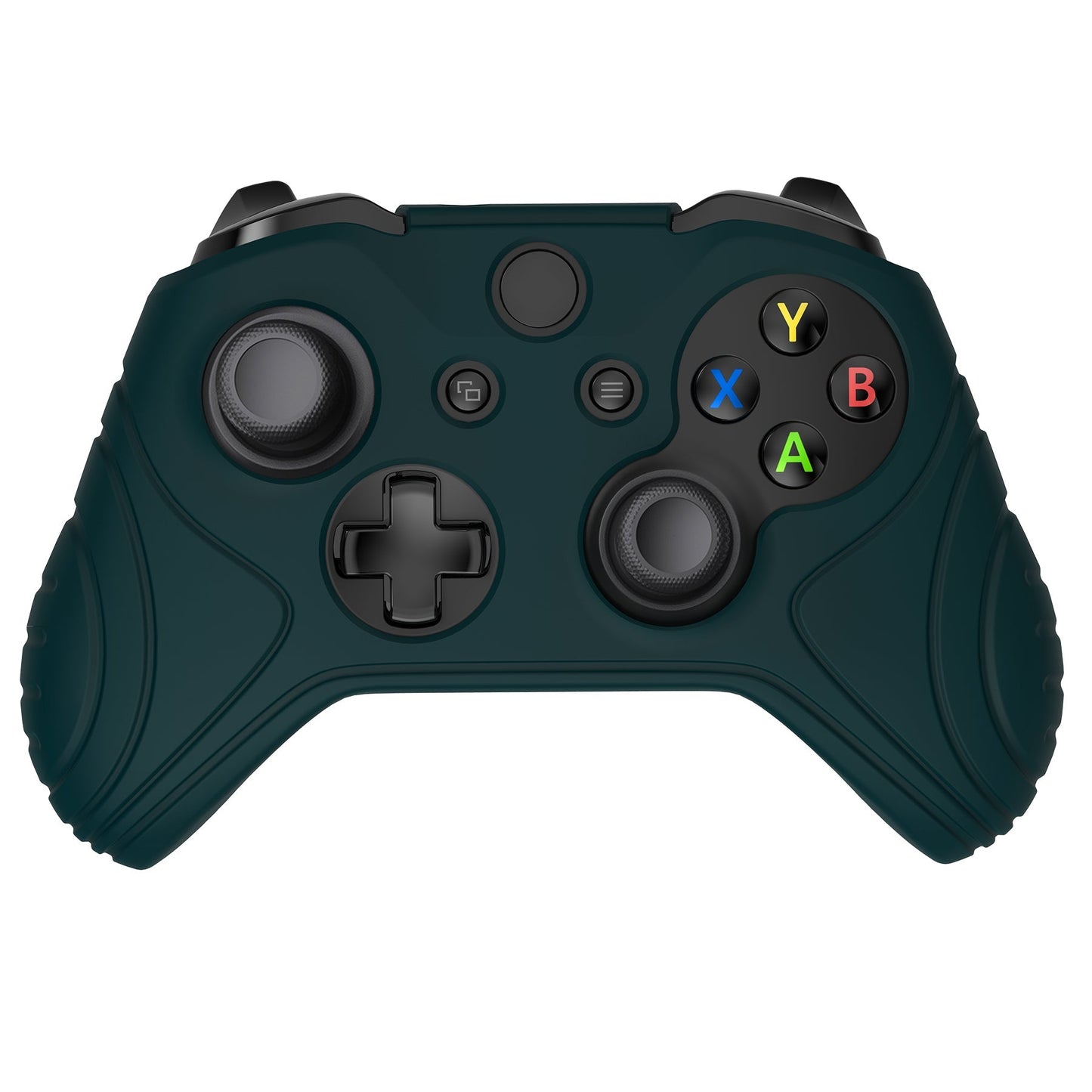 PlayVital Samurai Edition Racing Green Anti-Slip Controller Grip Silicone Skin for Xbox One X/S Controller, Ergonomic Soft Rubber Protective Case Cover for Xbox One S/X Controller with Black Thumb Stick Caps - XOQ037 playvital