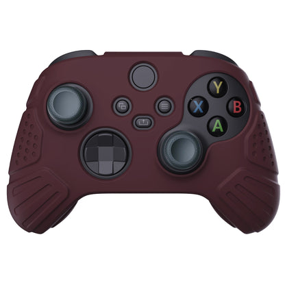 PlayVital Guardian Edition Wine Red Ergonomic Soft Anti-slip Controller Silicone Case Cover, Rubber Protector Skins with Black Joystick Caps for Xbox Series S and Xbox Series X Controller - HCX3011 PlayVital