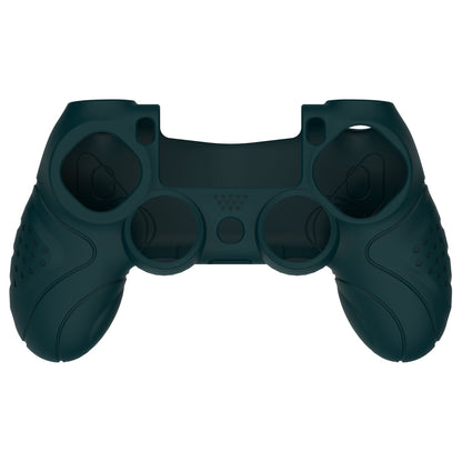 PlayVital Guardian Edition Racing Green Ergonomic Soft Anti-Slip Controller Silicone Case Cover for ps4, Rubber Protector Skins with black Joystick Caps for PS4 Slim PS4 Pro Controller - P4CC0062 playvital