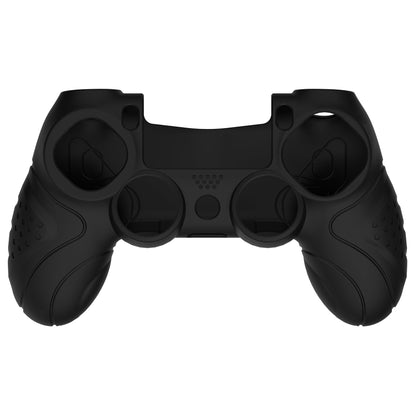 PlayVital Guardian Edition Black Ergonomic Soft Anti-Slip Controller Silicone Case Cover for PS4, Rubber Protector Skins with Black Joystick Caps for PS4 Slim PS4 Pro Controller - P4CC0059 playvital