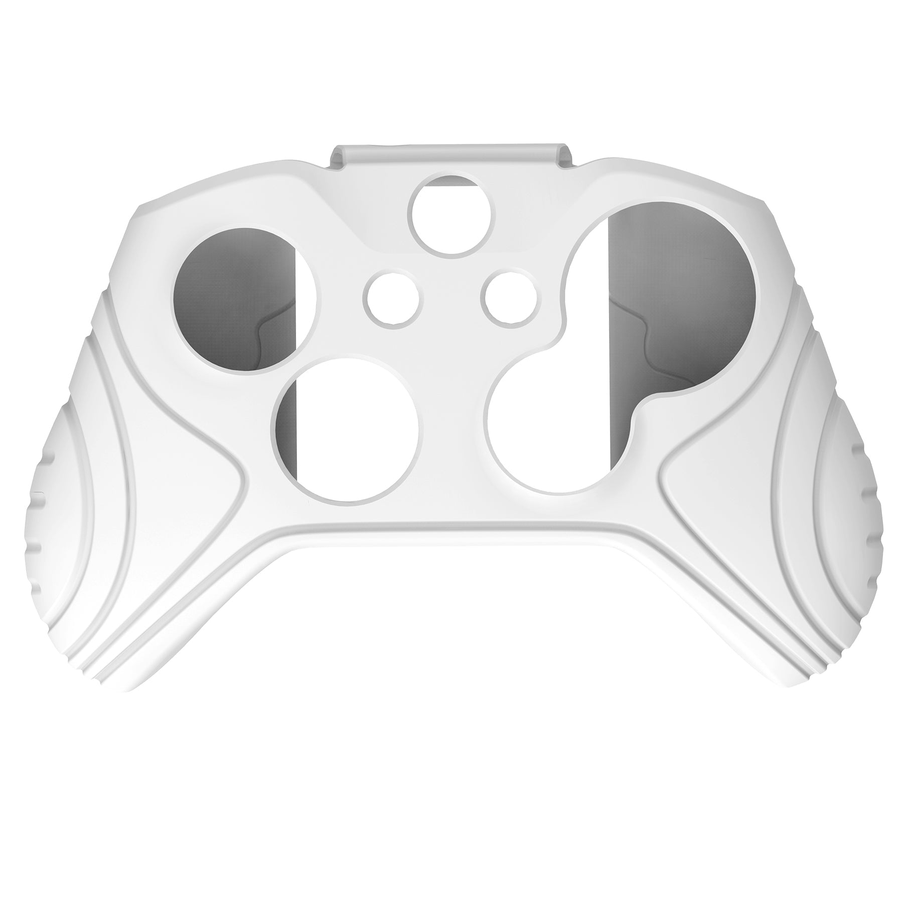 PlayVital Samurai Edition White Anti-Slip Controller Grip Silicone Skin for Xbox One X/S Controller, Ergonomic Soft Rubber Protective Case Cover for Xbox One S/X Controller with White Thumb Stick Caps - XOQ035 playvital