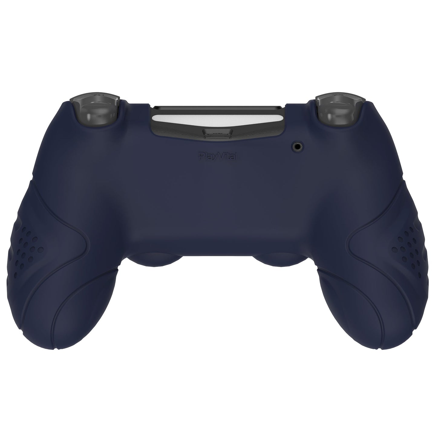 PlayVital Guardian Edition Midnight Blue Ergonomic Soft Anti-Slip Controller Silicone Case Cover for PS4, Rubber Protector Skins with Black Joystick Caps for PS4 Slim PS4 Pro Controller - P4CC0061 playvital