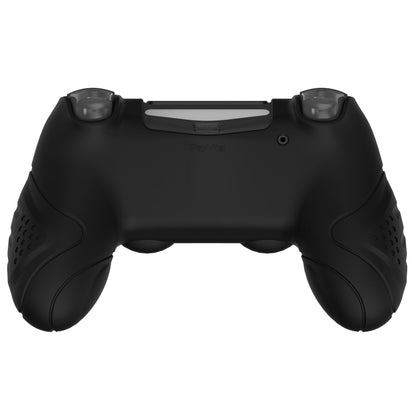 PlayVital Guardian Edition Black Ergonomic Soft Anti-Slip Controller Silicone Case Cover for PS4, Rubber Protector Skins with Black Joystick Caps for PS4 Slim PS4 Pro Controller - P4CC0059 playvital