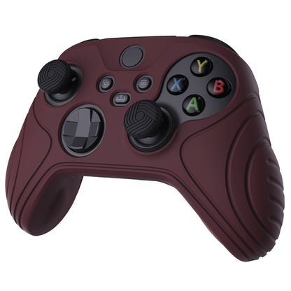 PlayVital Samurai Edition Wine Red Anti-slip Controller Grip Silicone Skin, Ergonomic Soft Rubber Protective Case Cover for Xbox Series S/X Controller with Black Thumb Stick Caps - WAX3011 PlayVital