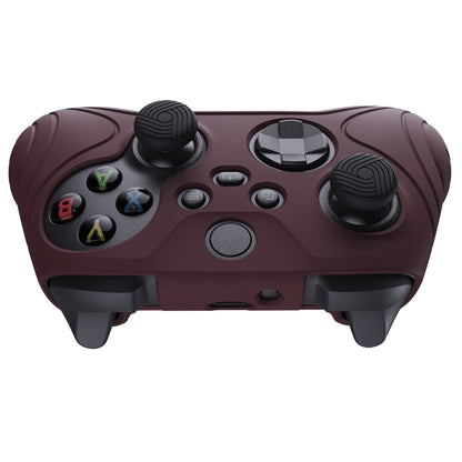 PlayVital Samurai Edition Wine Red Anti-slip Controller Grip Silicone Skin, Ergonomic Soft Rubber Protective Case Cover for Xbox Series S/X Controller with Black Thumb Stick Caps - WAX3011 PlayVital