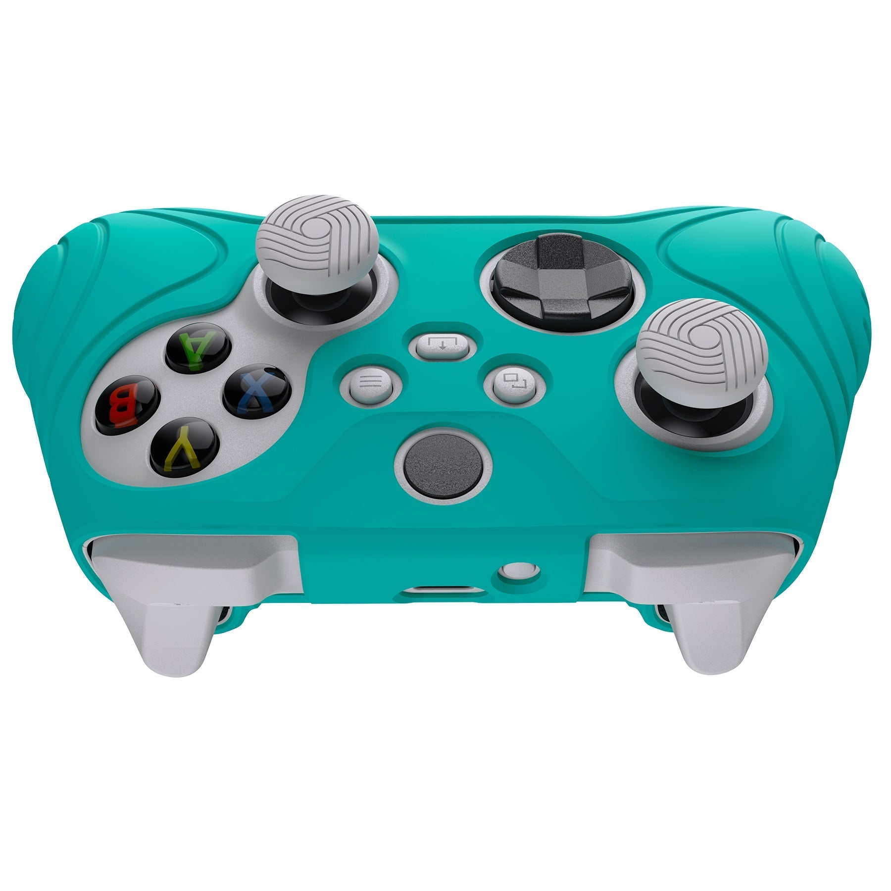 PlayVital Samurai Edition Aqua Green Anti-slip Controller Grip Silicone Skin, Ergonomic Soft Rubber Protective Case Cover for Xbox Series S/X Controller with Black Thumb Stick Caps - WAX3010 PlayVital