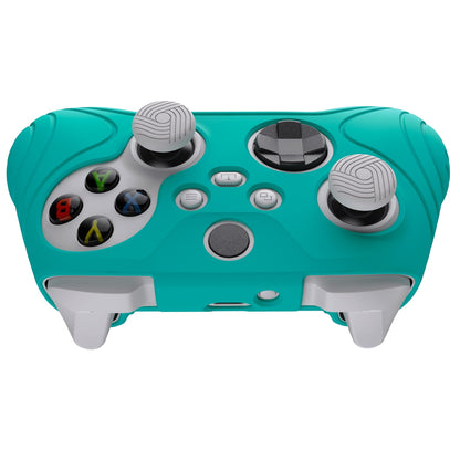 PlayVital Samurai Edition Aqua Green Anti-slip Controller Grip Silicone Skin, Ergonomic Soft Rubber Protective Case Cover for Xbox Series S/X Controller with Black Thumb Stick Caps - WAX3010 PlayVital