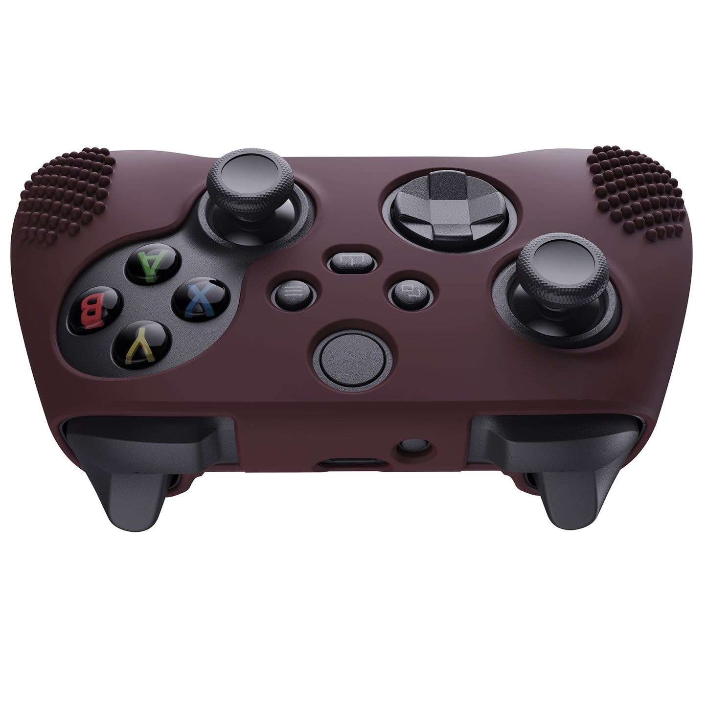 PlayVital Wine Red 3D Studded Edition Anti-slip Silicone Cover Skin for Xbox Series X Controller, Soft Rubber Case Protector for Xbox Series S Controller with 6 Black Thumb Grip Caps - SDX3011 PlayVital