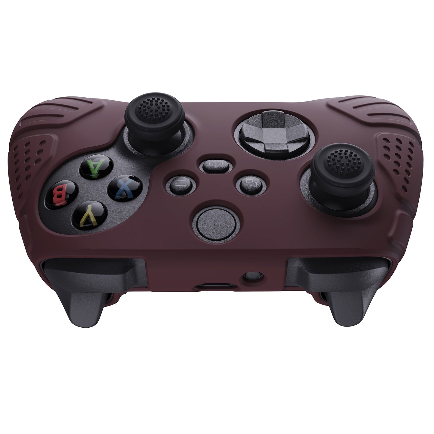 PlayVital Guardian Edition Wine Red Ergonomic Soft Anti-slip Controller Silicone Case Cover, Rubber Protector Skins with Black Joystick Caps for Xbox Series S and Xbox Series X Controller - HCX3011 PlayVital