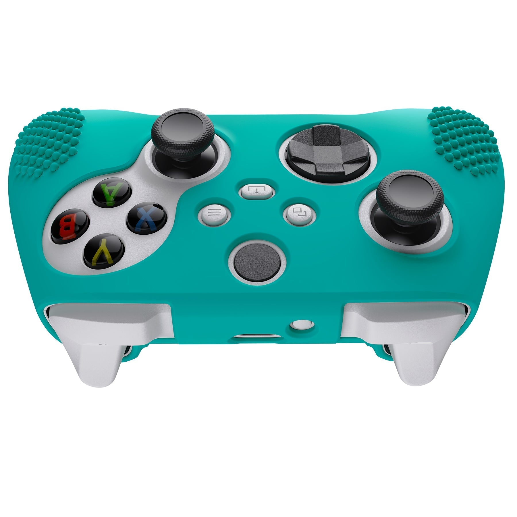 PlayVital Aqua Green 3D Studded Edition Anti-slip Silicone Cover Skin for Xbox Series X Controller, Soft Rubber Case Protector for Xbox Series S Controller with 6 White Thumb Grip Caps - SDX3010 PlayVital