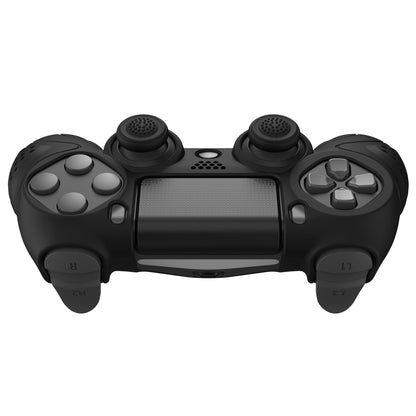 PlayVital Guardian Edition Black Ergonomic Soft Anti-Slip Controller Silicone Case Cover for PS4, Rubber Protector Skins with Black Joystick Caps for PS4 Slim PS4 Pro Controller - P4CC0059 playvital