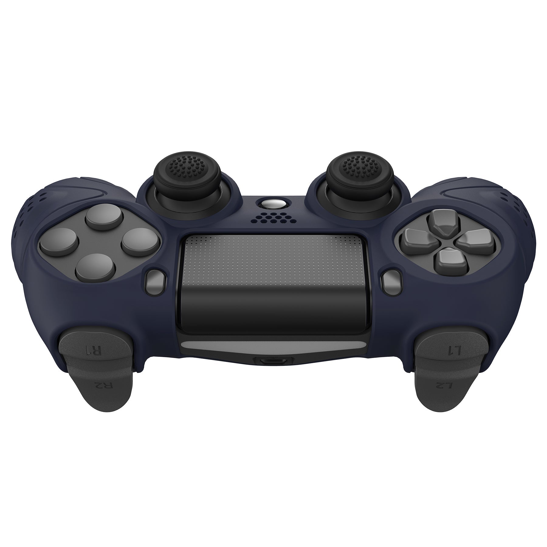 PlayVital Guardian Edition Midnight Blue Ergonomic Soft Anti-Slip Controller Silicone Case Cover for PS4, Rubber Protector Skins with Black Joystick Caps for PS4 Slim PS4 Pro Controller - P4CC0061 playvital