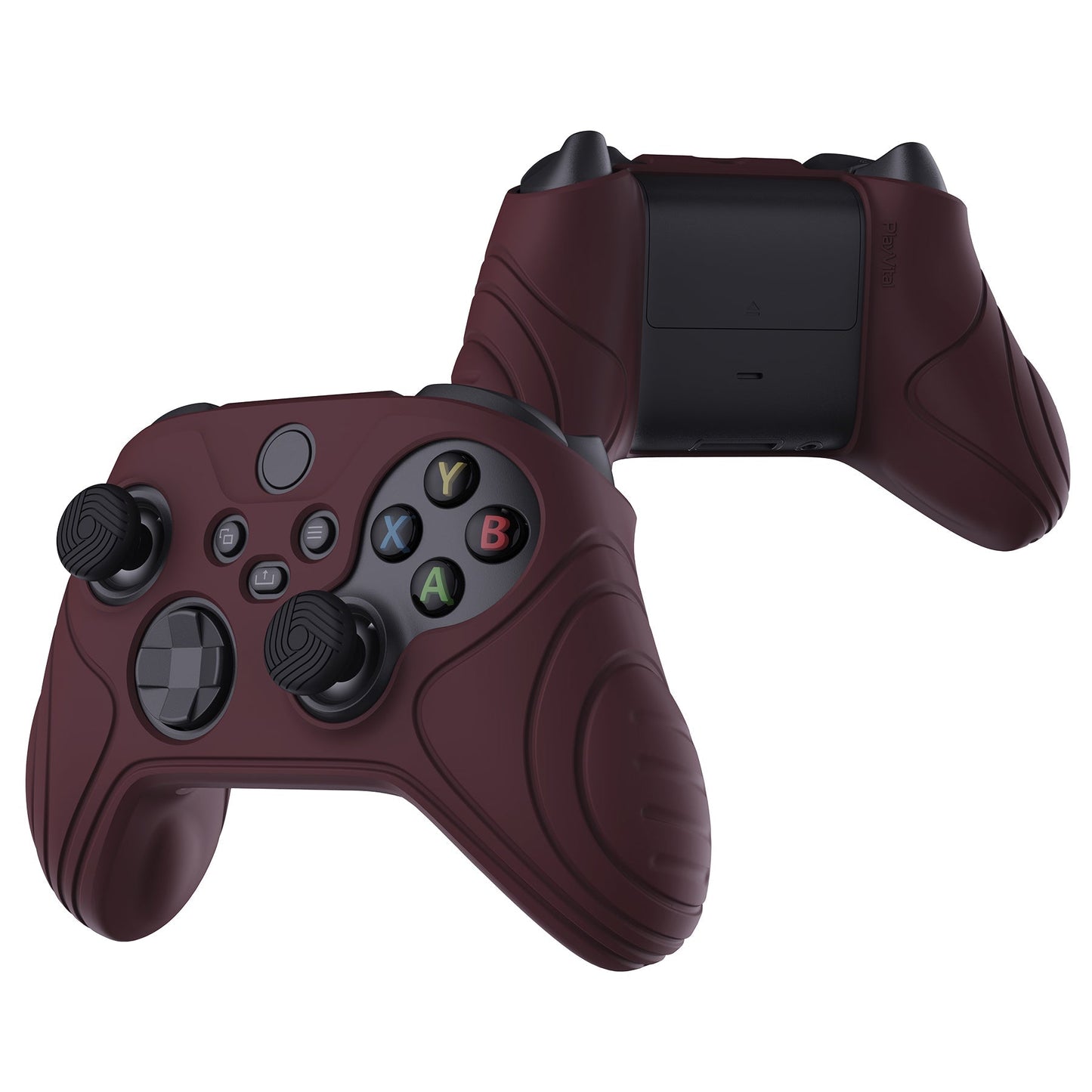 PlayVital Samurai Edition Wine Red Anti-slip Controller Grip Silicone Skin, Ergonomic Soft Rubber Protective Case Cover for Xbox Series S/X Controller with Black Thumb Stick Caps - WAX3011 PlayVital