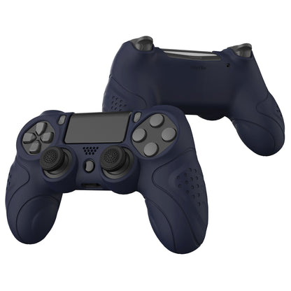 PlayVital Guardian Edition Midnight Blue Ergonomic Soft Anti-Slip Controller Silicone Case Cover for PS4, Rubber Protector Skins with Black Joystick Caps for PS4 Slim PS4 Pro Controller - P4CC0061 playvital