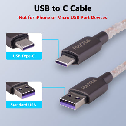 playvital 3.28FT Illuminated Charging Cable for ps5 Controller, USB Type C Charging Cord for Gamepad, Universal LED Light Up Data Cord for Xbox Core/Elite Series 2 / Switch Pro Controller- PFLED10 PlayVital