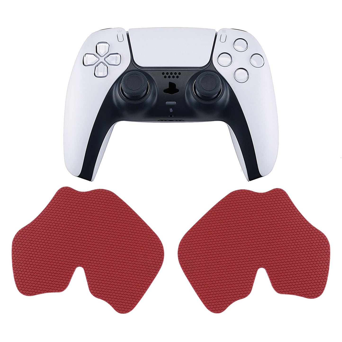 PlayVital Red Anti-Skid Sweat-Absorbent Controller Grip for PS5 Controller, Professional Textured Soft Rubber Pads Handle Grips for PS5 Controller - PFPJ005 PlayVital