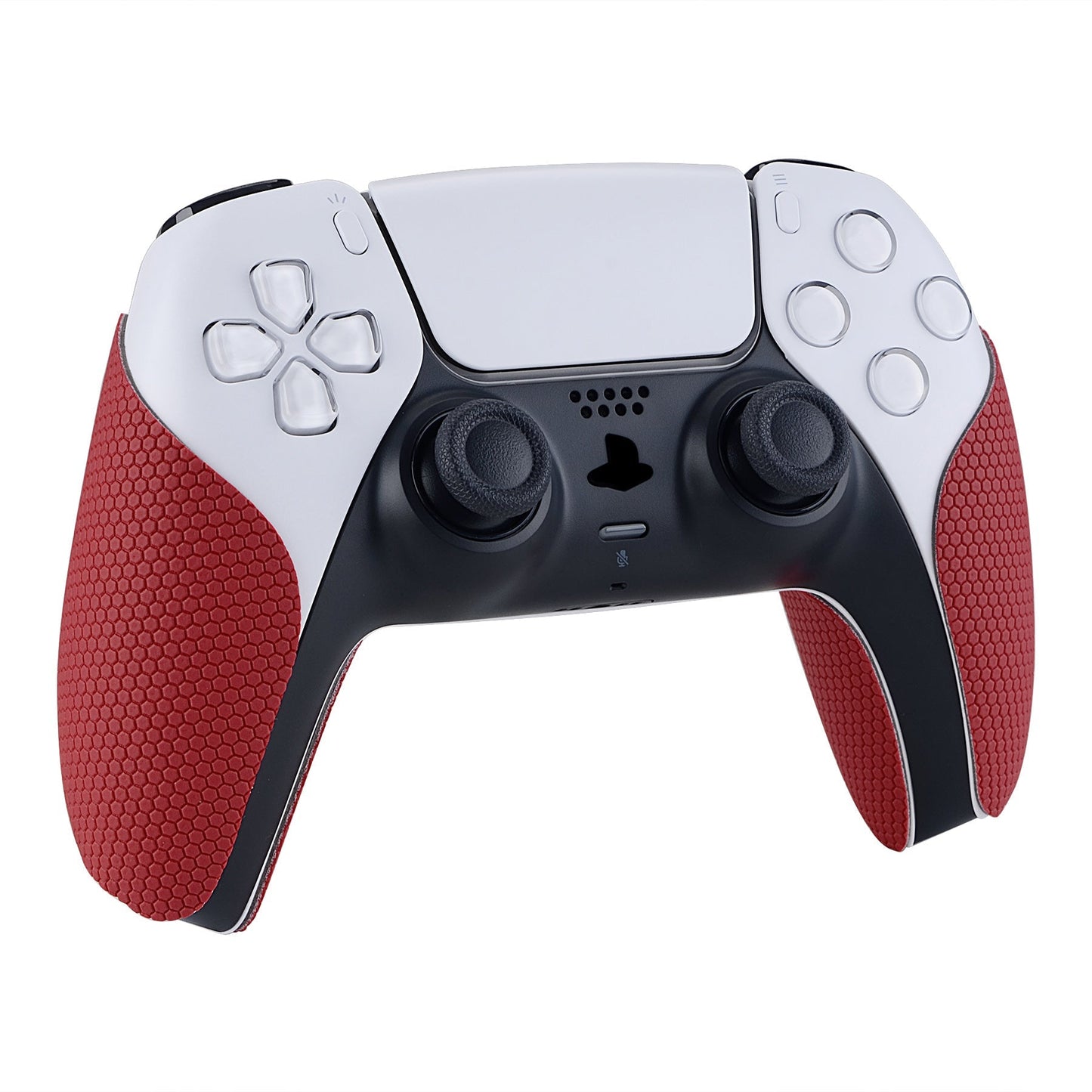 PlayVital Red Anti-Skid Sweat-Absorbent Controller Grip for PS5 Controller, Professional Textured Soft Rubber Pads Handle Grips for PS5 Controller - PFPJ005 PlayVital