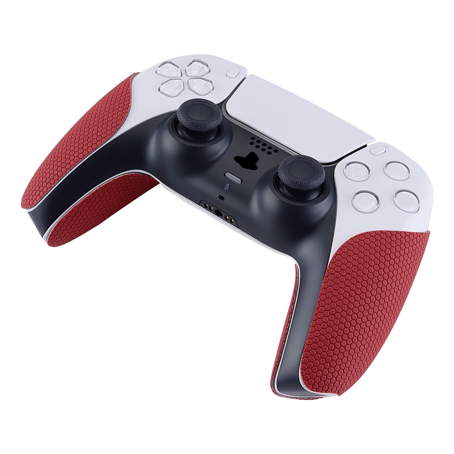 PlayVital Red Anti-Skid Sweat-Absorbent Controller Grip for PS5 Controller, Professional Textured Soft Rubber Pads Handle Grips for PS5 Controller - PFPJ005 PlayVital