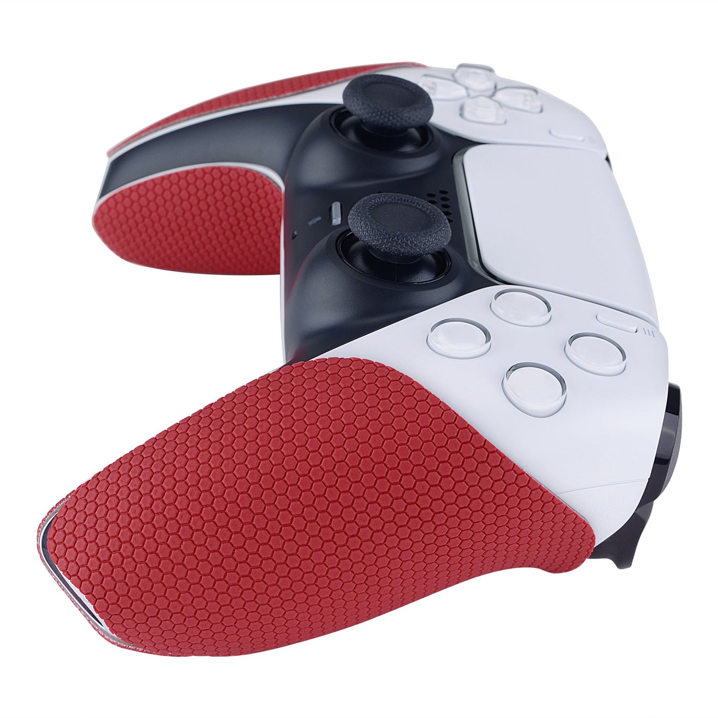 PlayVital Red Anti-Skid Sweat-Absorbent Controller Grip for PS5 Controller, Professional Textured Soft Rubber Pads Handle Grips for PS5 Controller - PFPJ005 PlayVital