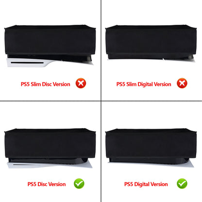 PlayVital Black Nylon Horizontal PS5 Dust Cover, Soft Neat Lining Dust Guard for PS5 Console, Anti Scratch Waterproof Cover Sleeve for PS5 Console Digital Edition & Regular Edition - PFPJ009 PlayVital