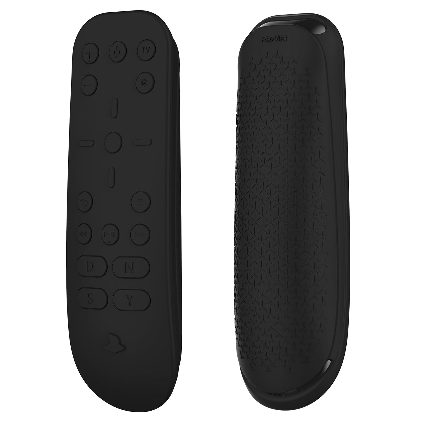 PlayVital Black Silicone Protective Remote Case for PS5 Media Remote Cover, Ergonomic Design Full Body Protector Skin for PS5 Remote Control - PFPJ035 PlayVital