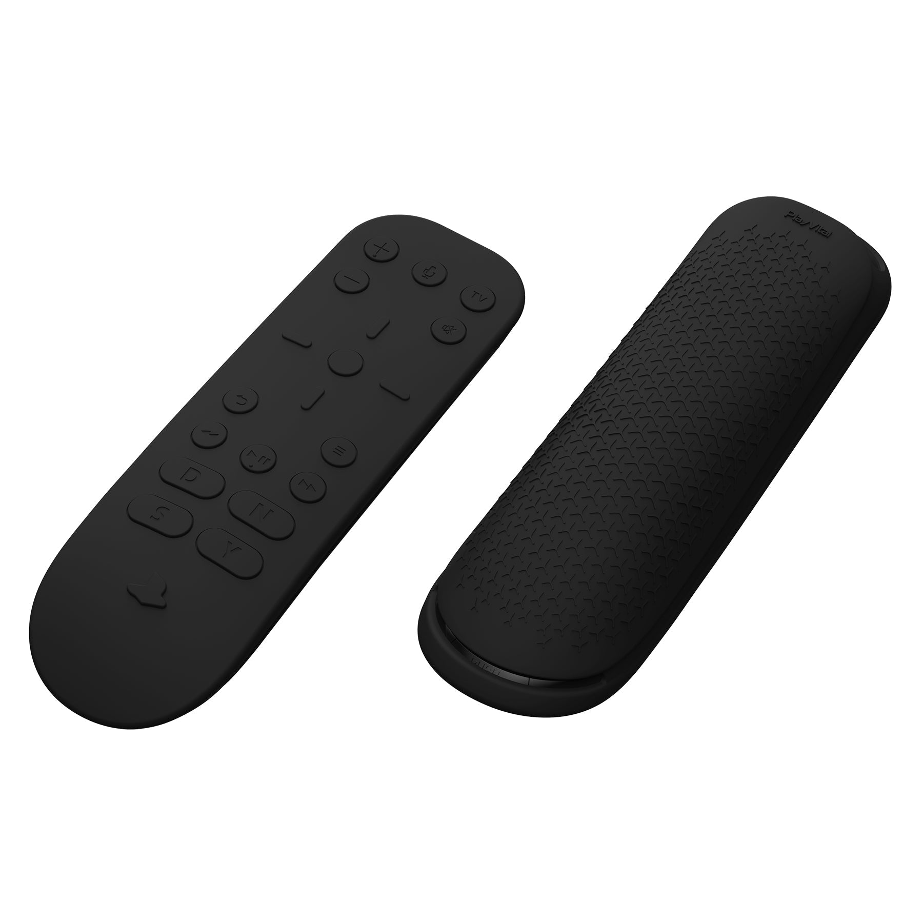 PlayVital Black Silicone Protective Remote Case for PS5 Media Remote Cover, Ergonomic Design Full Body Protector Skin for PS5 Remote Control - PFPJ035 PlayVital