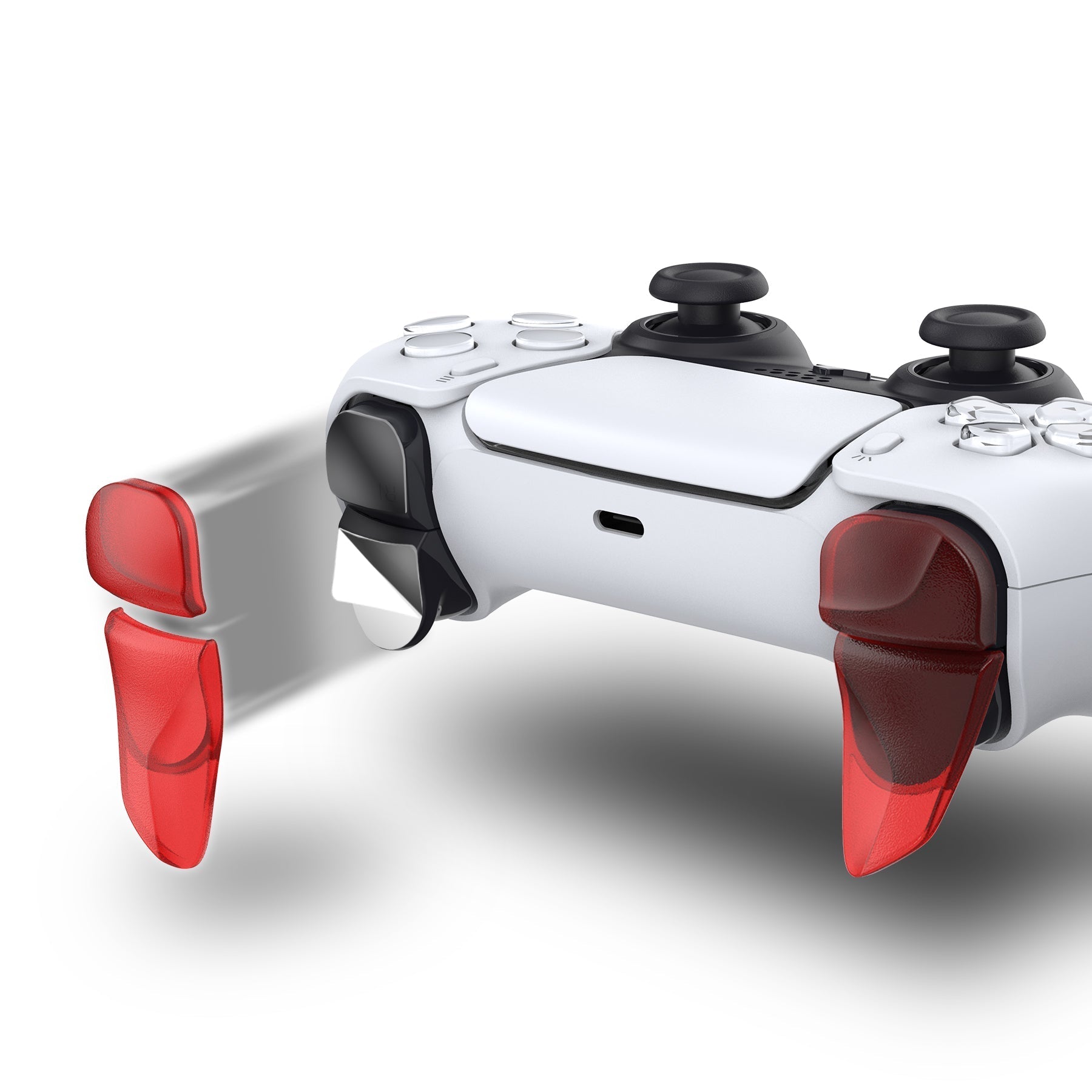 PlayVital Clear Red 2 Pair Shoulder Buttons Extension Triggers for PS5 Controller, Game Improvement Adjusters for PS5 Controller, Bumper Trigger Extenders for PS5 Controller - PFPJ042 PlayVital