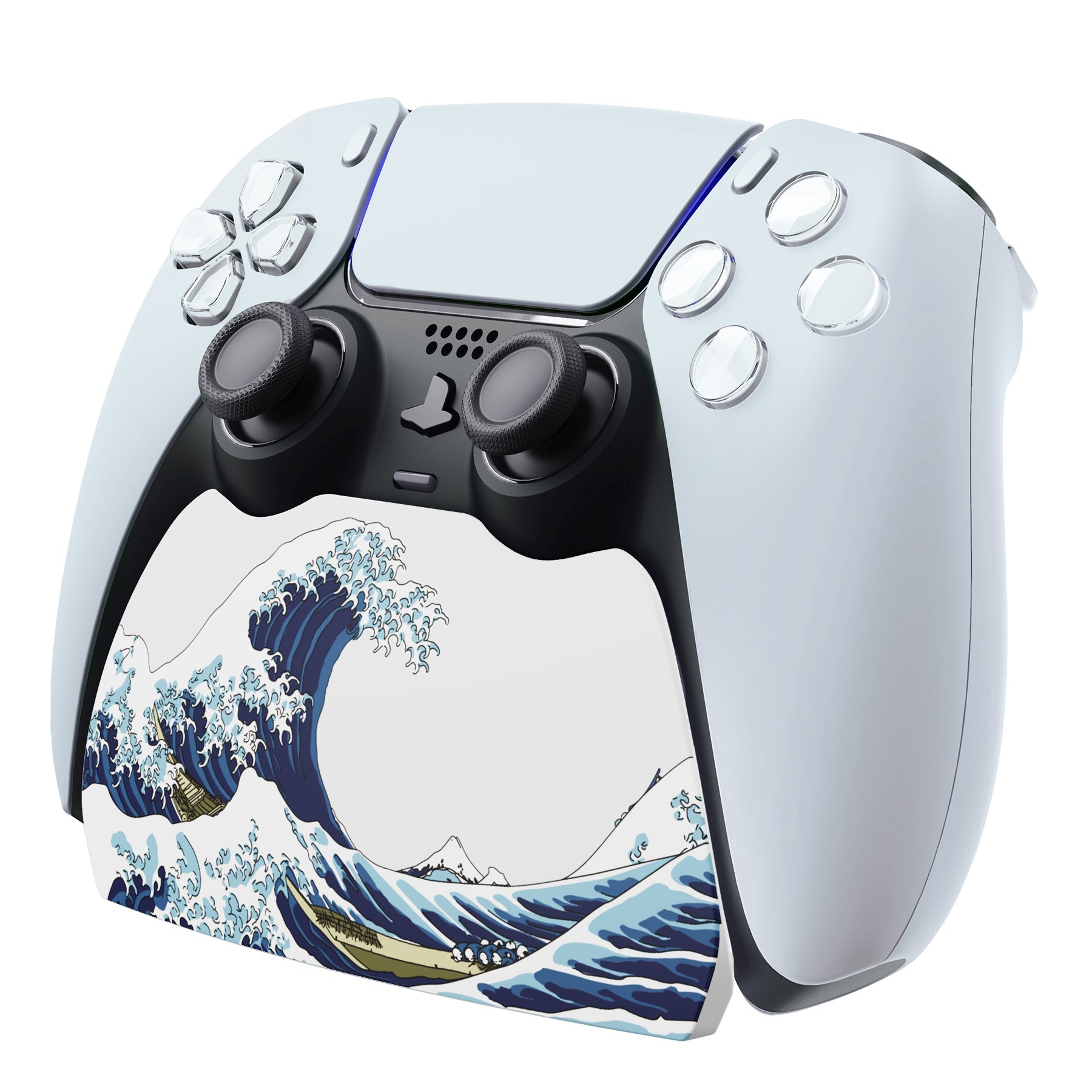 PlayVital The Great Wave Game Controller Stand for PS5, Gamepad Stand for PS5, Display Desk Holder for PS5 Controller with Rubber Pads - PFPJ059 PlayVital