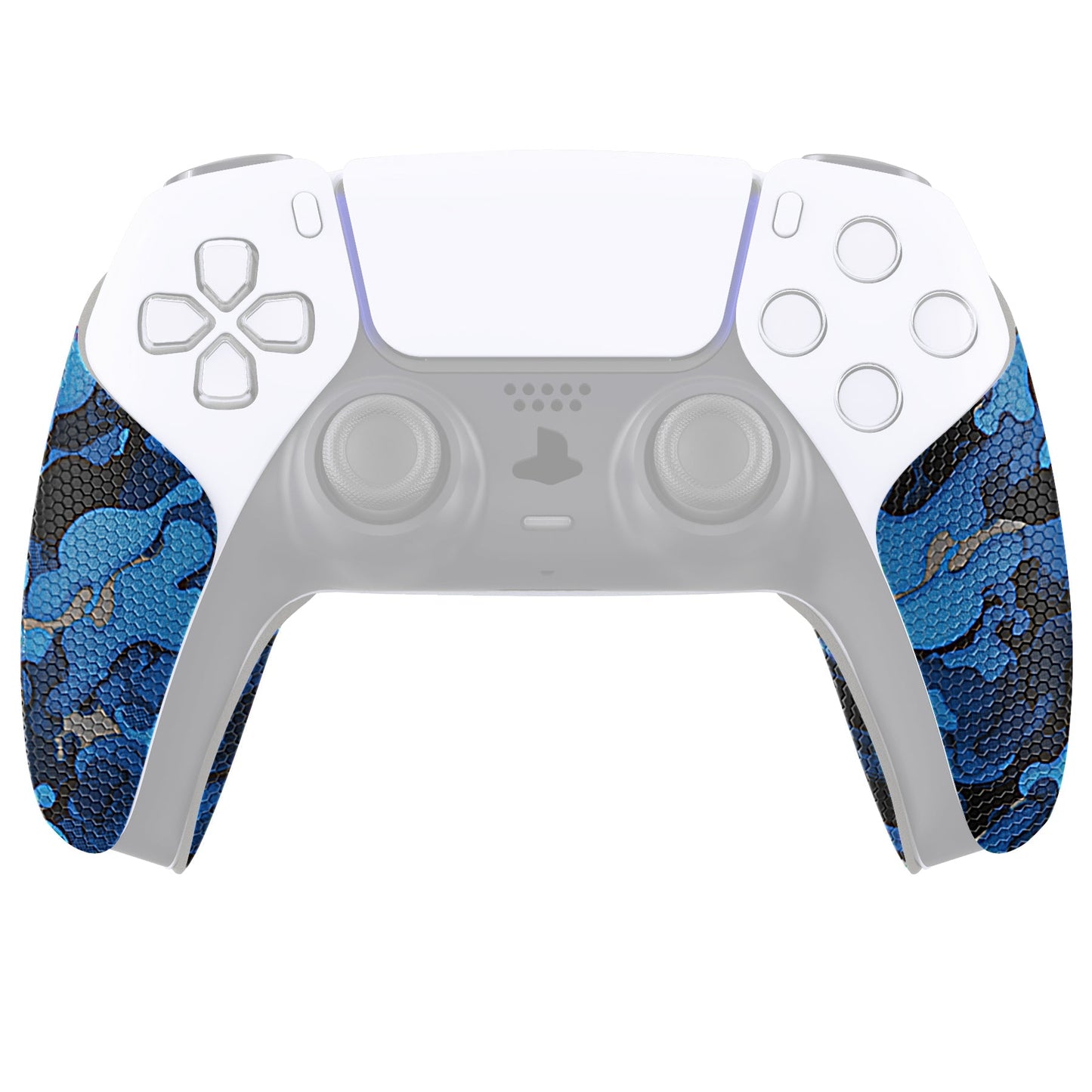 PlayVital Anti-Skid Sweat-Absorbent Controller Grip for PS5 Controller, Professional Textured Soft Rubber Pads Handle Grips for PS5 Controller - Black Blue Camouflage - PFPJ063 PlayVital