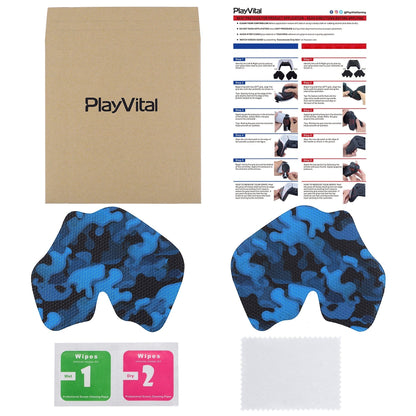 PlayVital Anti-Skid Sweat-Absorbent Controller Grip for PS5 Controller, Professional Textured Soft Rubber Pads Handle Grips for PS5 Controller - Black Blue Camouflage - PFPJ063 PlayVital