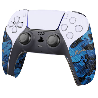 PlayVital Anti-Skid Sweat-Absorbent Controller Grip for PS5 Controller, Professional Textured Soft Rubber Pads Handle Grips for PS5 Controller - Black Blue Camouflage - PFPJ063 PlayVital