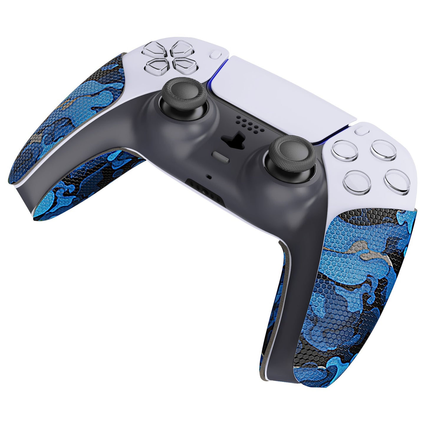 PlayVital Anti-Skid Sweat-Absorbent Controller Grip for PS5 Controller, Professional Textured Soft Rubber Pads Handle Grips for PS5 Controller - Black Blue Camouflage - PFPJ063 PlayVital