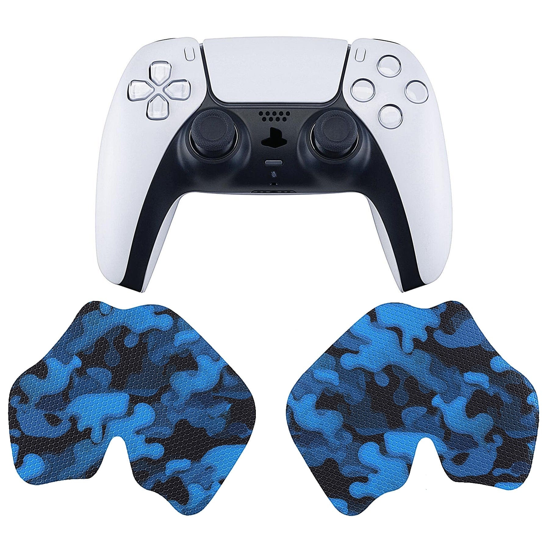 PlayVital Anti-Skid Sweat-Absorbent Controller Grip for PS5 Controller, Professional Textured Soft Rubber Pads Handle Grips for PS5 Controller - Black Blue Camouflage - PFPJ063 PlayVital