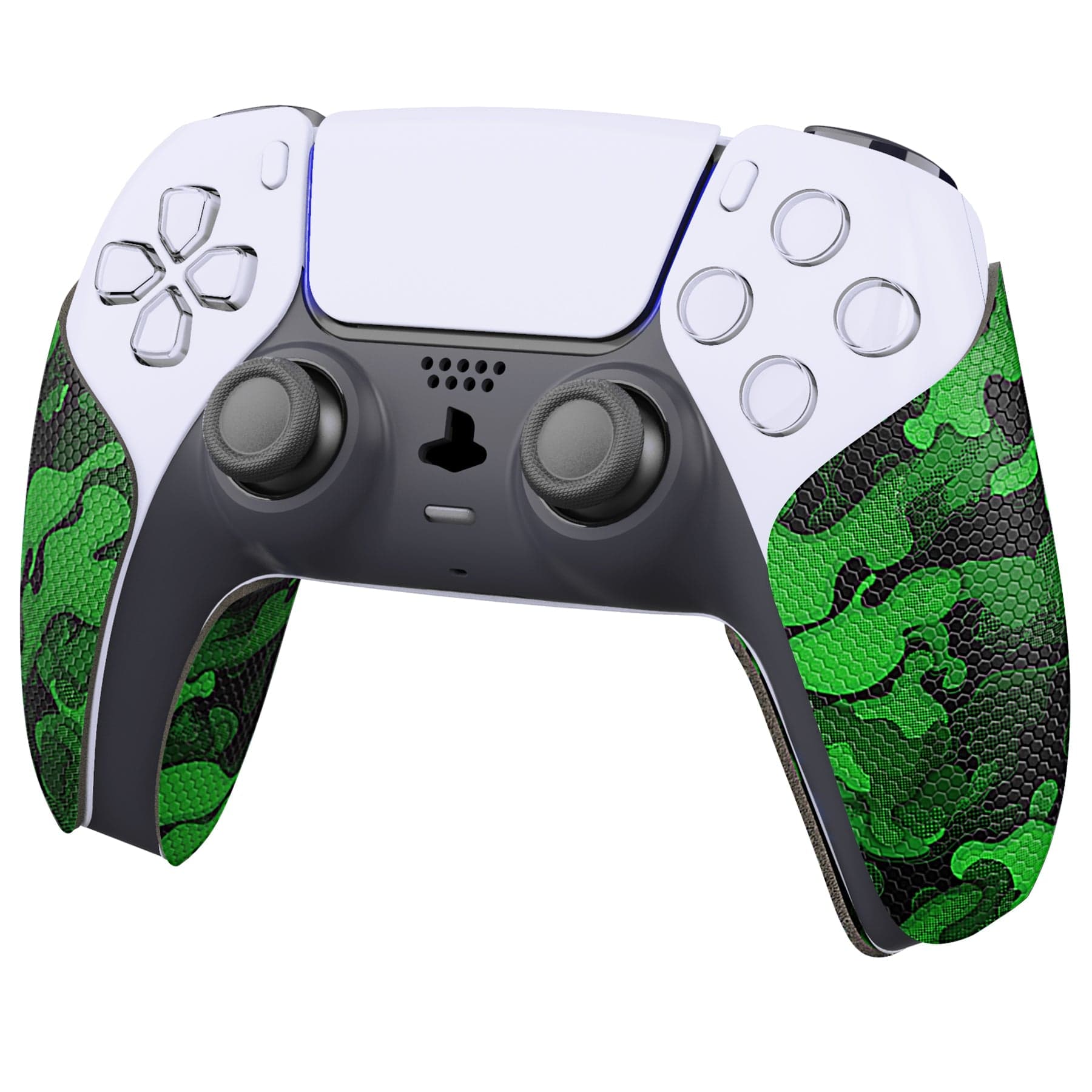 PlayVital Anti-Skid Sweat-Absorbent Controller Grip for PS5 Controller, Professional Textured Soft Rubber Pads Handle Grips for PS5 Controller - Black Green Camouflage - PFPJ064 PlayVital