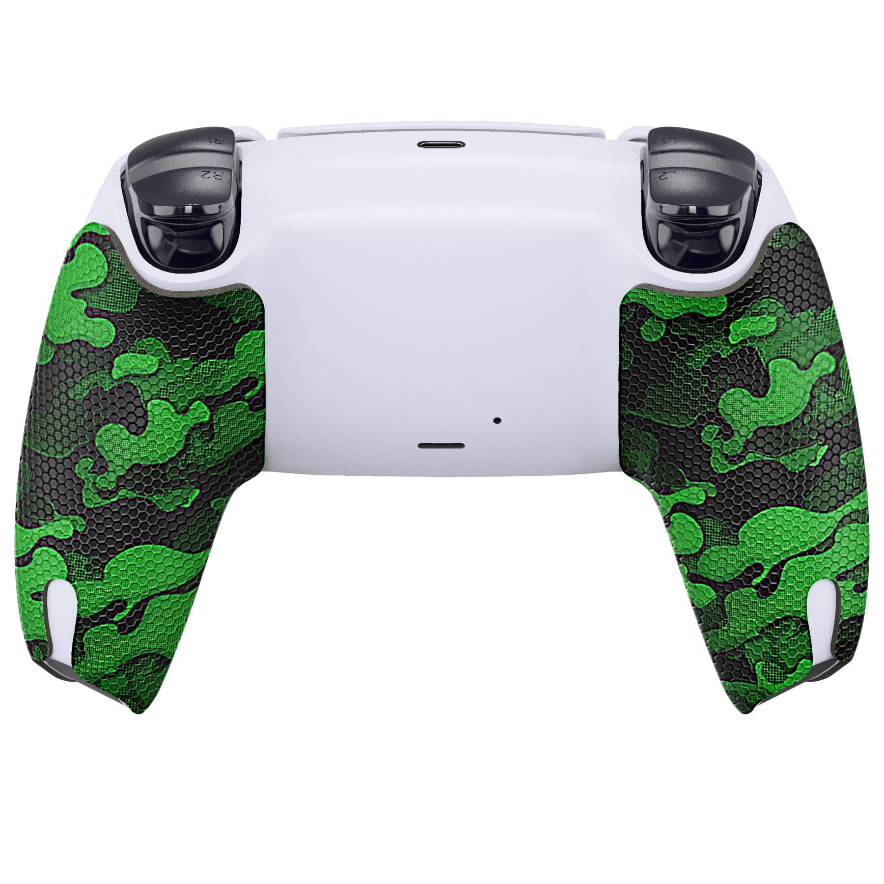 PlayVital Anti-Skid Sweat-Absorbent Controller Grip for PS5 Controller, Professional Textured Soft Rubber Pads Handle Grips for PS5 Controller - Black Green Camouflage - PFPJ064 PlayVital