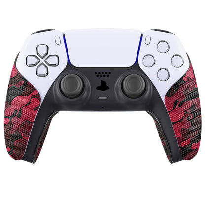 PlayVital Anti-Skid Sweat-Absorbent Controller Grip for PS5 Controller, Professional Textured Soft Rubber Pads Handle Grips for PS5 Controller - Black Red Camouflage - PFPJ065 PlayVital