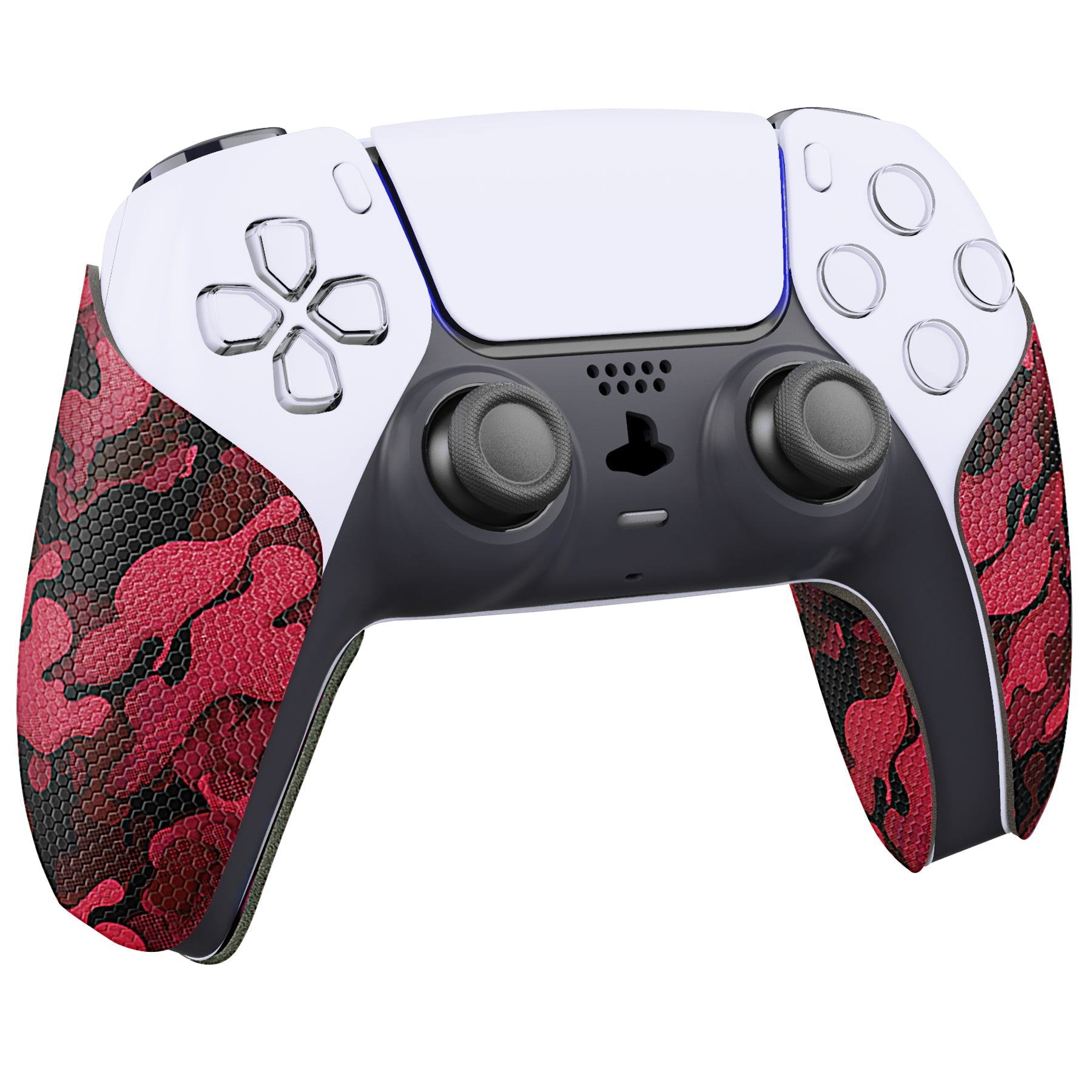 PlayVital Anti-Skid Sweat-Absorbent Controller Grip for PS5 Controller, Professional Textured Soft Rubber Pads Handle Grips for PS5 Controller - Black Red Camouflage - PFPJ065 PlayVital