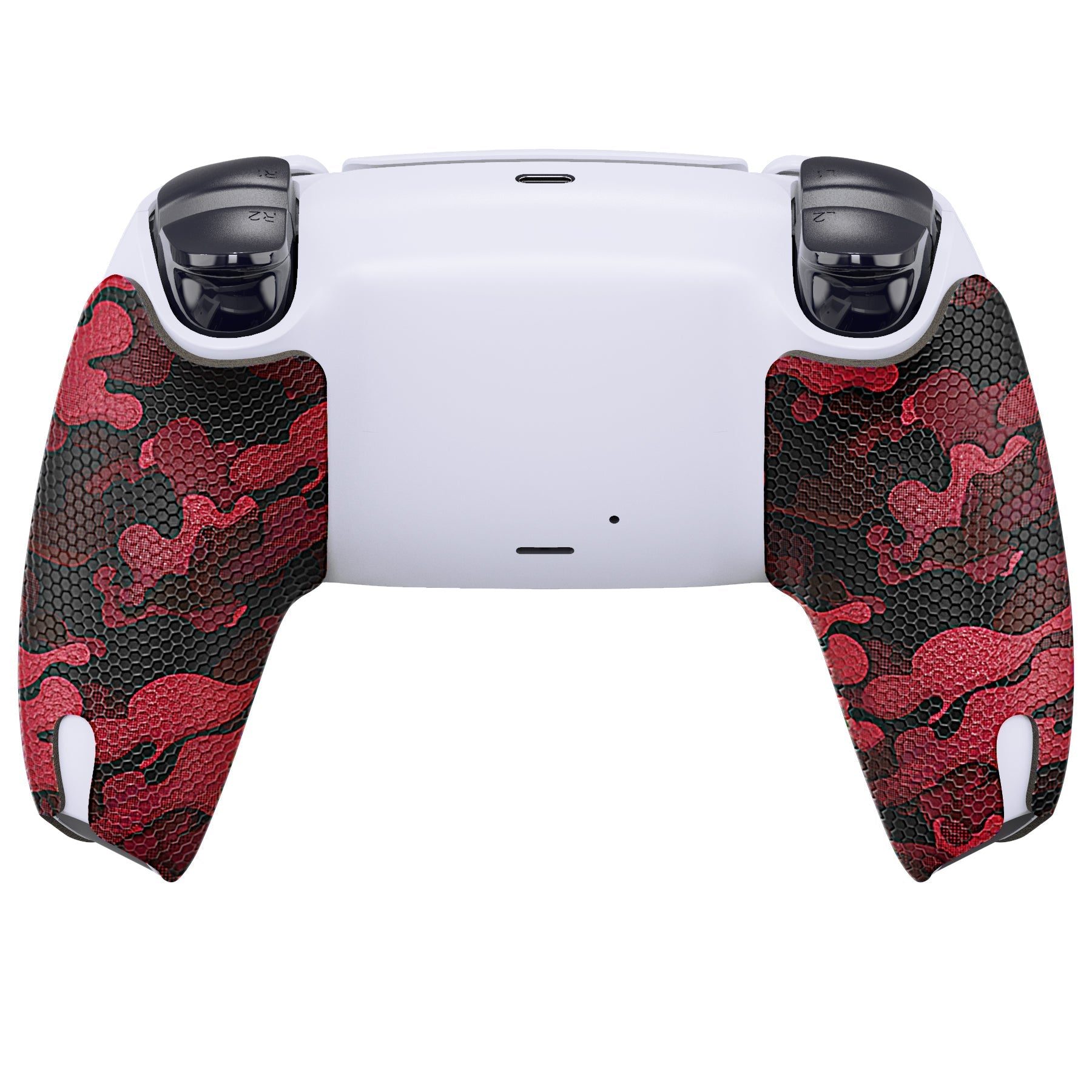 PlayVital Anti-Skid Sweat-Absorbent Controller Grip for PS5 Controller, Professional Textured Soft Rubber Pads Handle Grips for PS5 Controller - Black Red Camouflage - PFPJ065 PlayVital