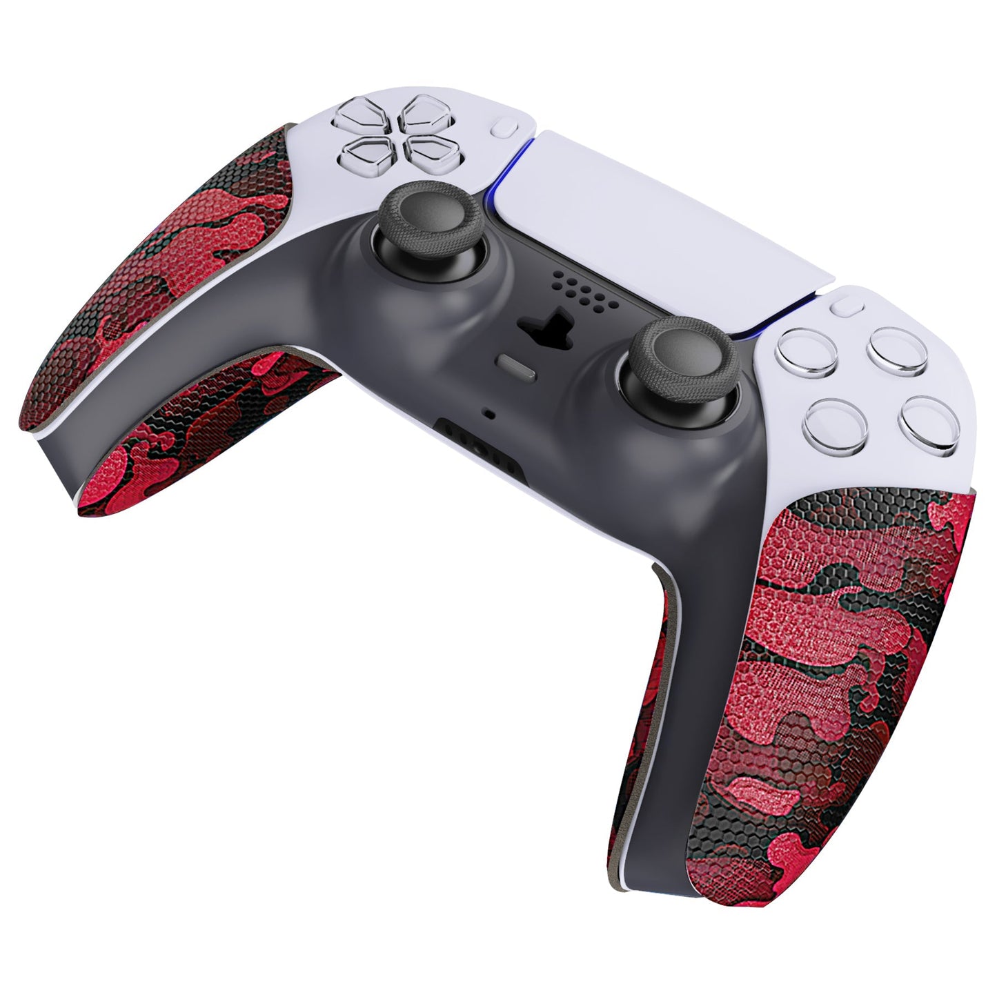 PlayVital Anti-Skid Sweat-Absorbent Controller Grip for PS5 Controller, Professional Textured Soft Rubber Pads Handle Grips for PS5 Controller - Black Red Camouflage - PFPJ065 PlayVital