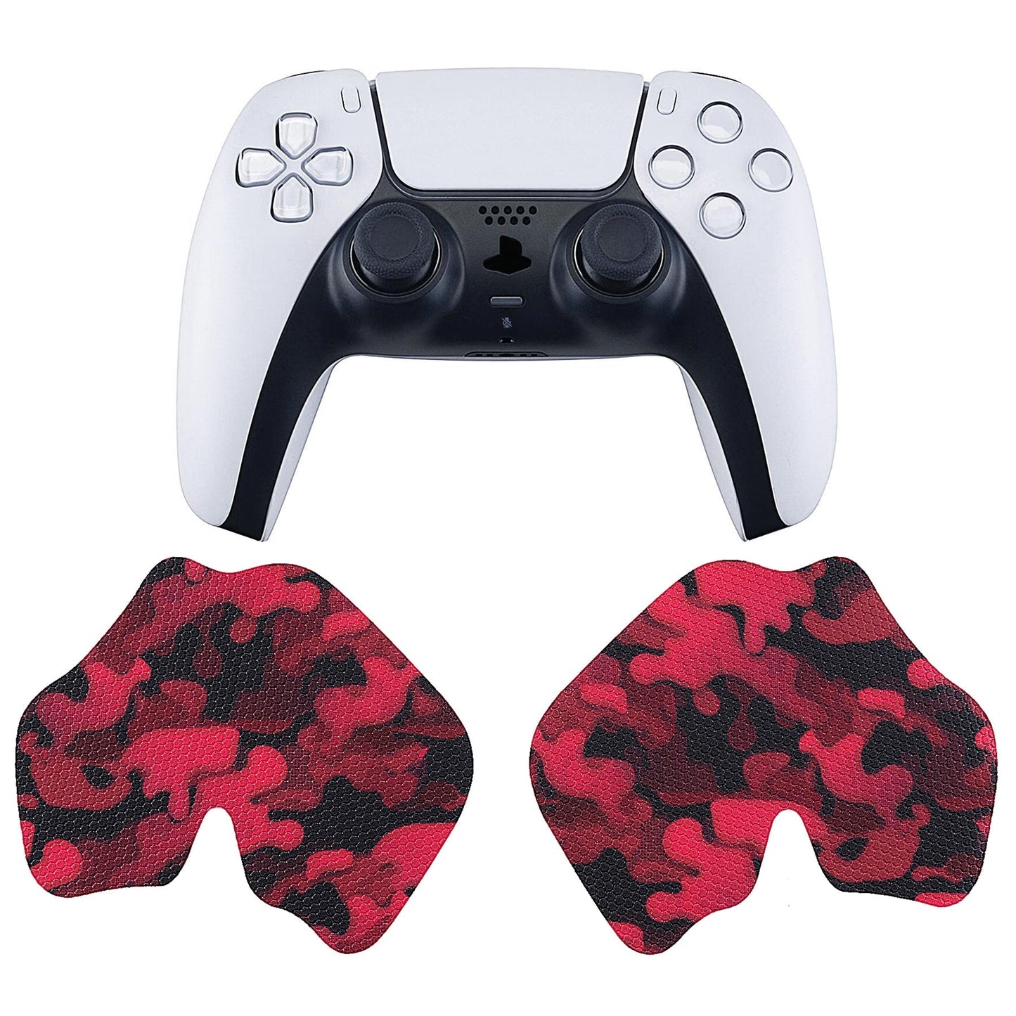 PlayVital Anti-Skid Sweat-Absorbent Controller Grip for PS5 Controller, Professional Textured Soft Rubber Pads Handle Grips for PS5 Controller - Black Red Camouflage - PFPJ065 PlayVital