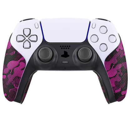 PlayVital Anti-Skid Sweat-Absorbent Controller Grip for PS5 Controller, Professional Textured Soft Rubber Pads Handle Grips for PS5 Controller - Rose Red Black Camouflage - PFPJ066 PlayVital