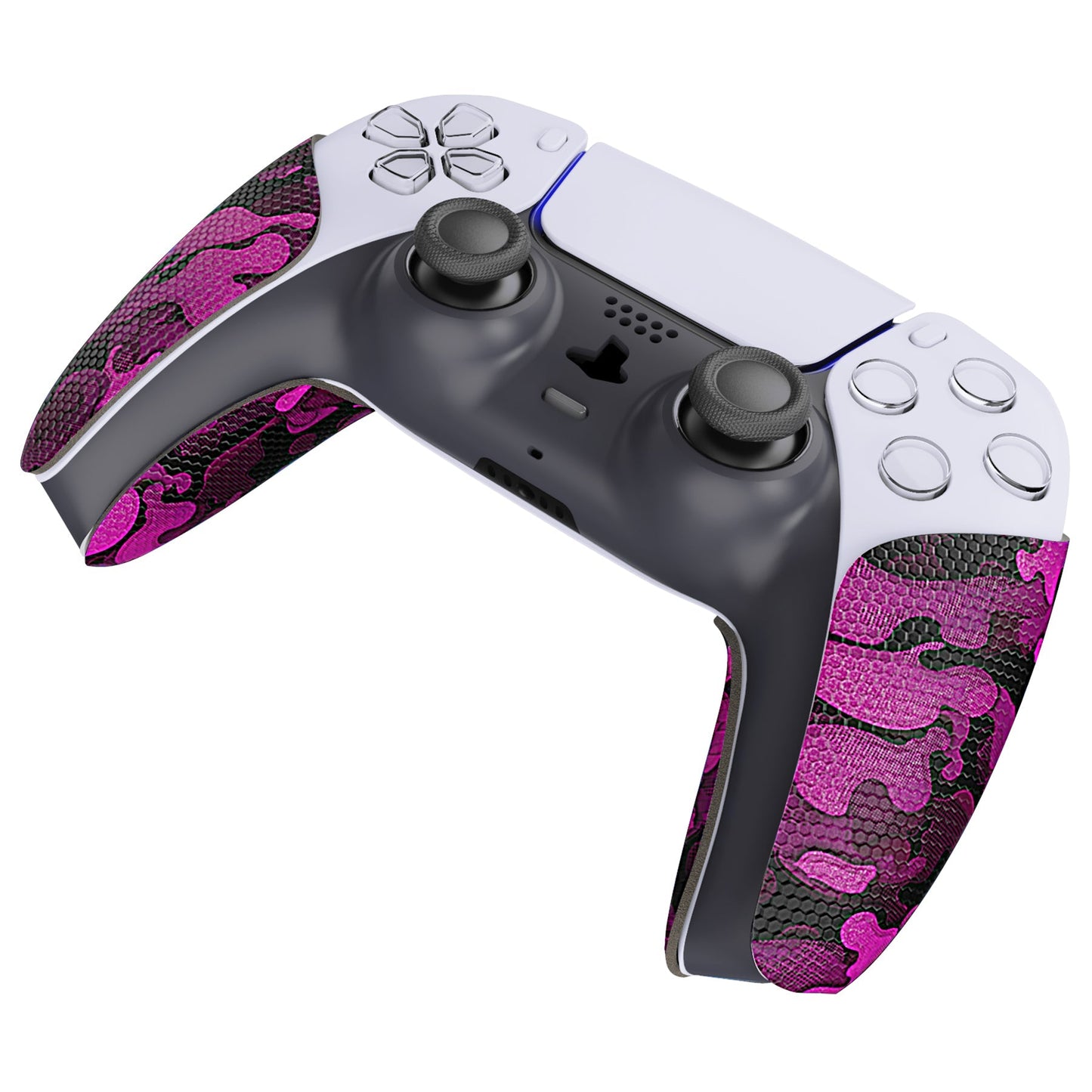 PlayVital Anti-Skid Sweat-Absorbent Controller Grip for PS5 Controller, Professional Textured Soft Rubber Pads Handle Grips for PS5 Controller - Rose Red Black Camouflage - PFPJ066 PlayVital