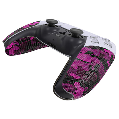 PlayVital Anti-Skid Sweat-Absorbent Controller Grip for PS5 Controller, Professional Textured Soft Rubber Pads Handle Grips for PS5 Controller - Rose Red Black Camouflage - PFPJ066 PlayVital