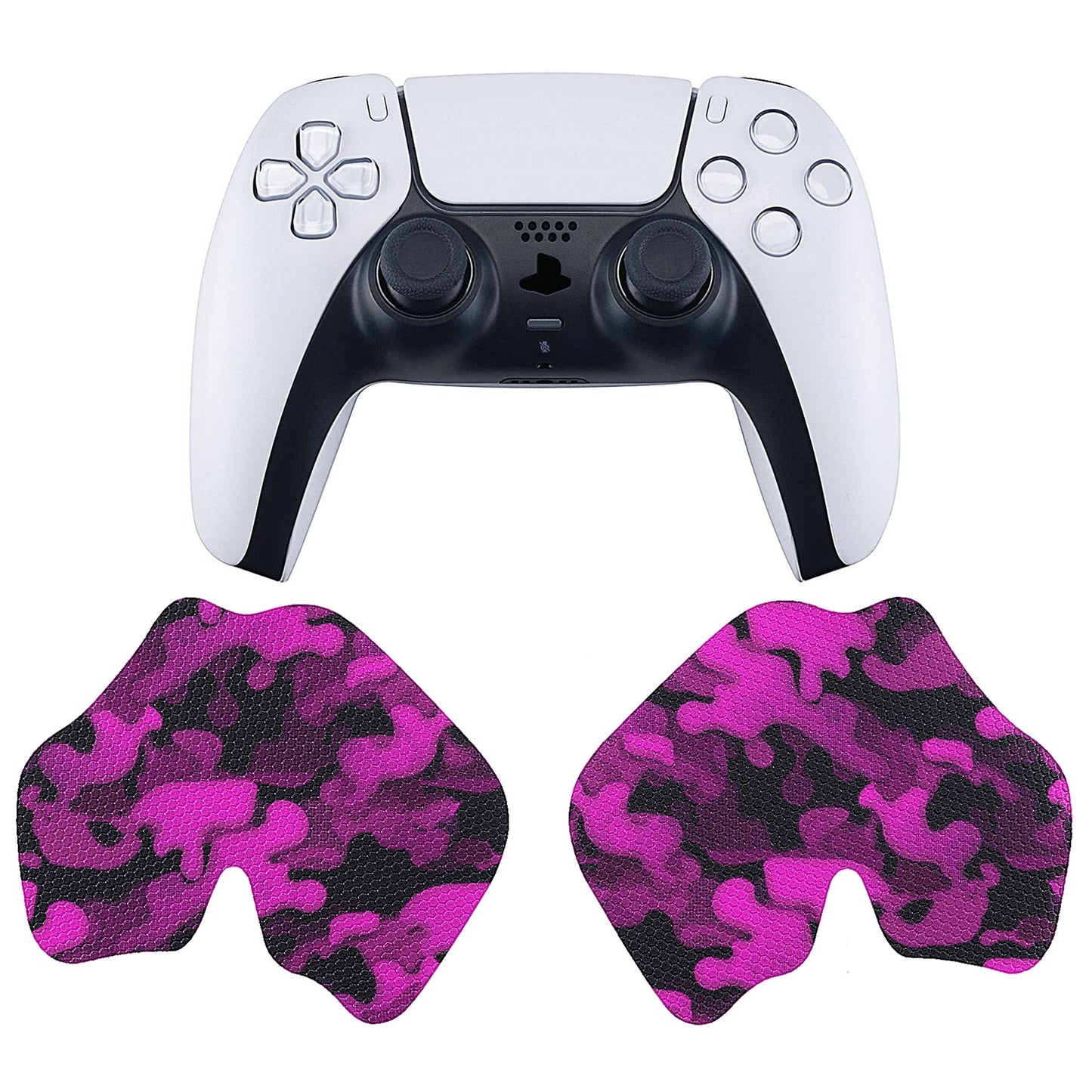 PlayVital Anti-Skid Sweat-Absorbent Controller Grip for PS5 Controller, Professional Textured Soft Rubber Pads Handle Grips for PS5 Controller - Rose Red Black Camouflage - PFPJ066 PlayVital