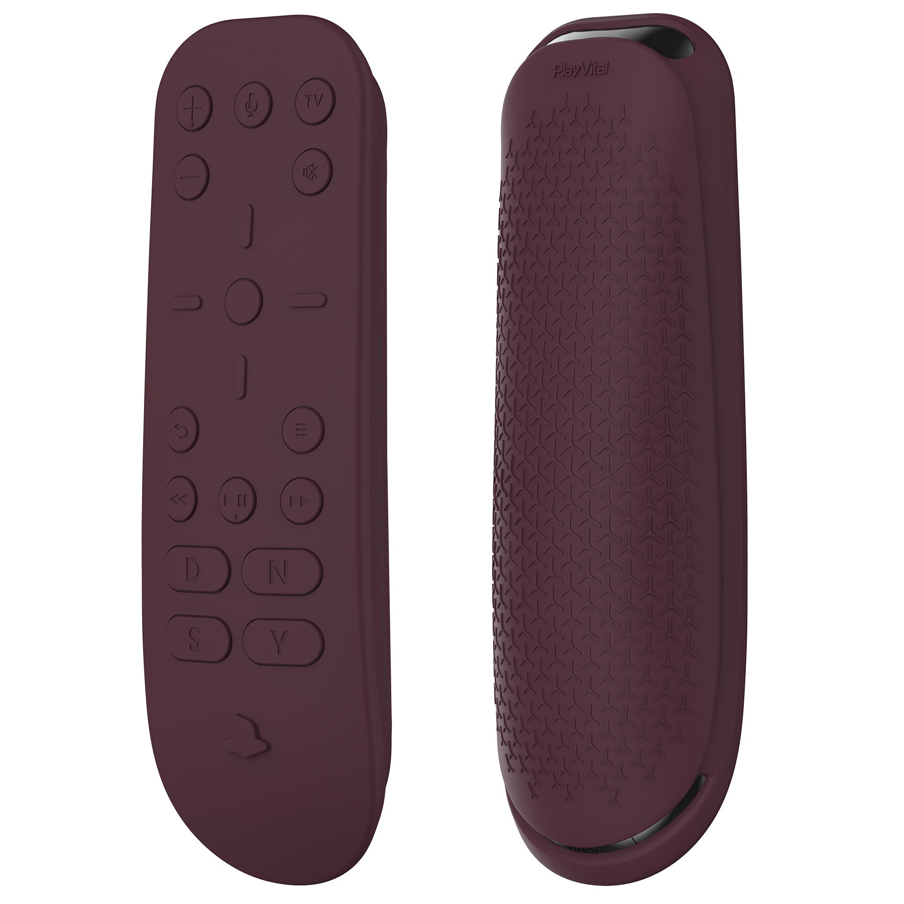 PlayVital Wine Red Silicone Protective Remote Case for PS5 Media Remote Cover, Ergonomic Design Full Body Protector Skin for PS5 Remote Control - PFPJ079 PlayVital