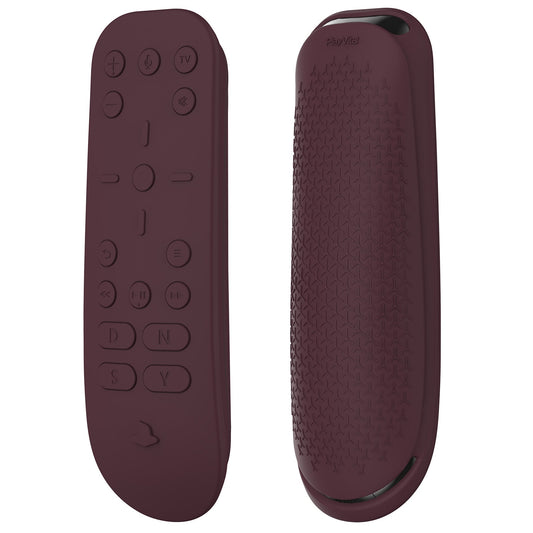 PlayVital Wine Red Silicone Protective Remote Case for PS5 Media Remote Cover, Ergonomic Design Full Body Protector Skin for PS5 Remote Control - PFPJ079 PlayVital