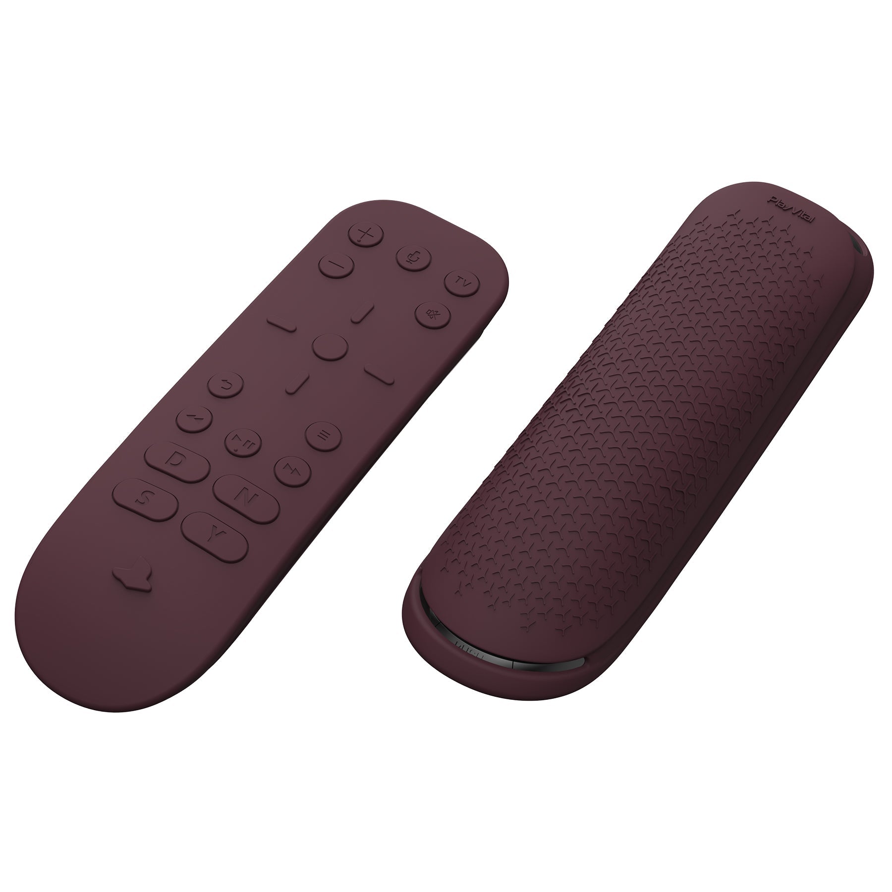 PlayVital Wine Red Silicone Protective Remote Case for PS5 Media Remote Cover, Ergonomic Design Full Body Protector Skin for PS5 Remote Control - PFPJ079 PlayVital